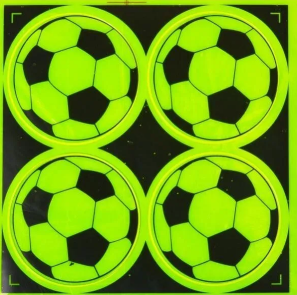 Набор светоотражающих наклеек Футбольный Мяч / на одежду, велосипед, коляску, рюкзак - 4 наклейки